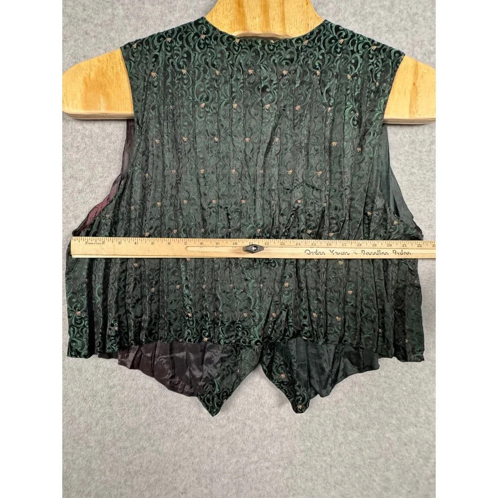 Brocade Vest Mens XL Green Black Damask Victorian Goth Waistcoat